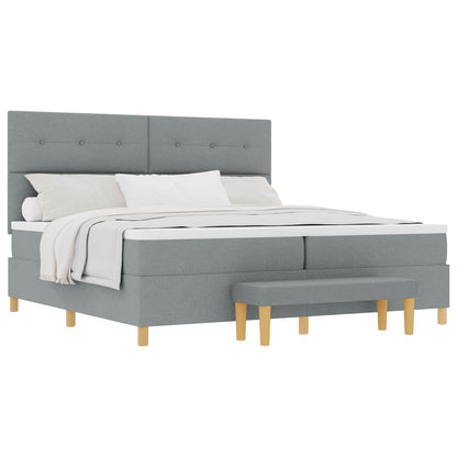 Boxspring bed met hoofdeinde Lichtgrijs 200 x 200 cm Stof