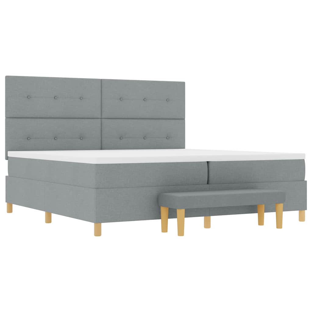 Boxspring bed met hoofdeinde Lichtgrijs 200 x 200 cm Stof