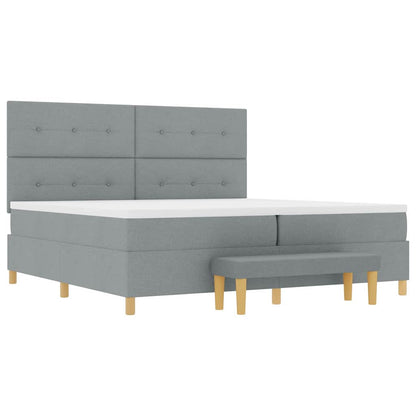 Boxspring bed met hoofdeinde Lichtgrijs 200 x 200 cm Stof
