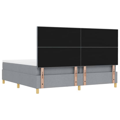 Boxspring bed met hoofdeinde Lichtgrijs 200 x 200 cm Stof