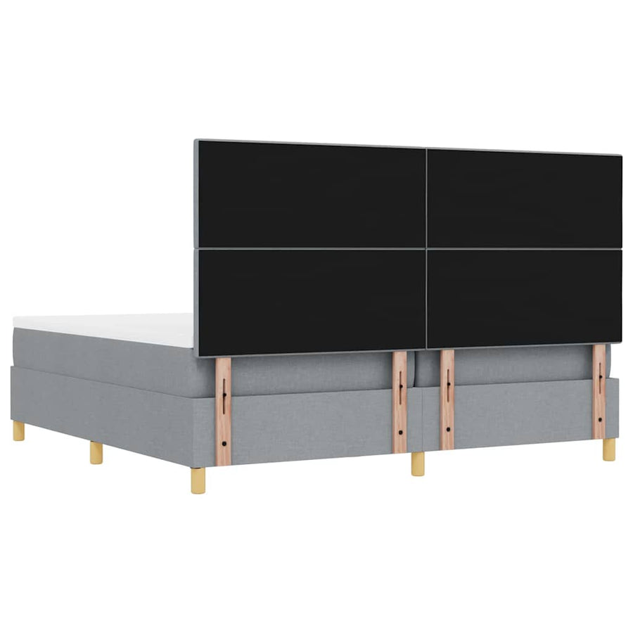 Boxspring bed met hoofdeinde Lichtgrijs 200 x 200 cm Stof