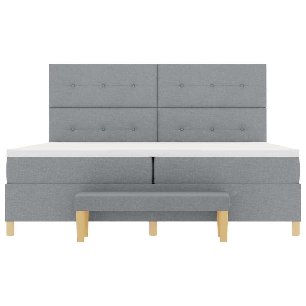 Boxspring bed met hoofdeinde Lichtgrijs 200 x 200 cm Stof