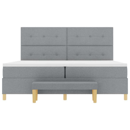 Boxspring bed met hoofdeinde Lichtgrijs 200 x 200 cm Stof
