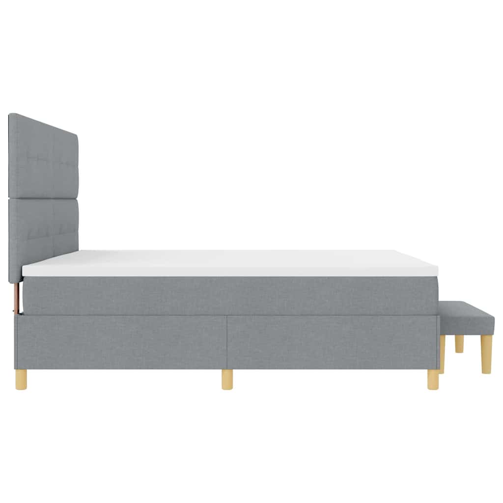 Boxspring bed met hoofdeinde Lichtgrijs 200 x 200 cm Stof