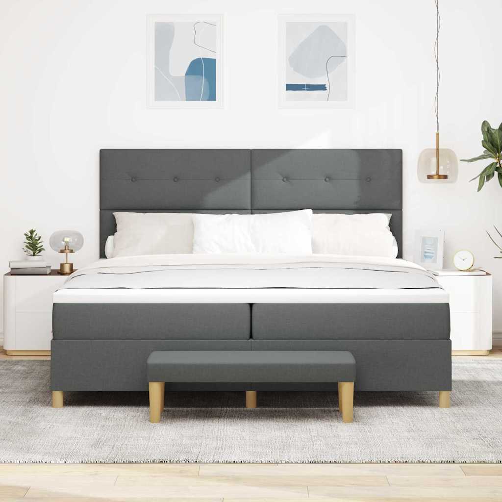 Boxspring bed met hoofdeinde Donkergrijs 200 x 200 cm Stof