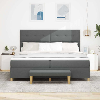 Boxspring bed met hoofdeinde Donkergrijs 200 x 200 cm Stof