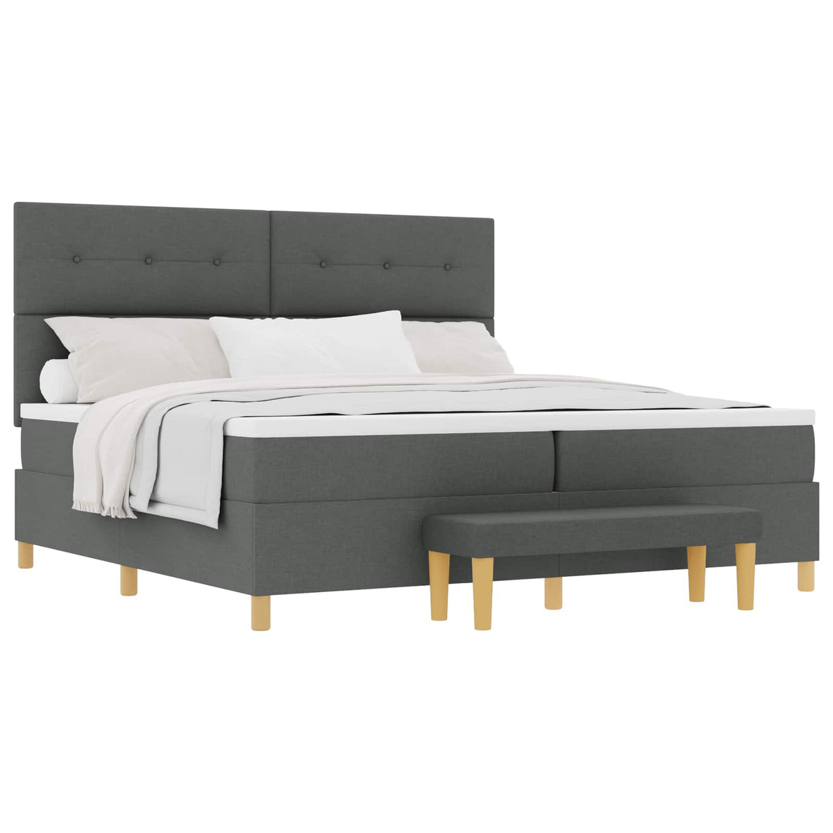 Boxspring bed met hoofdeinde Donkergrijs 200 x 200 cm Stof