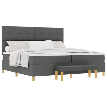 Boxspring bed met hoofdeinde Donkergrijs 200 x 200 cm Stof