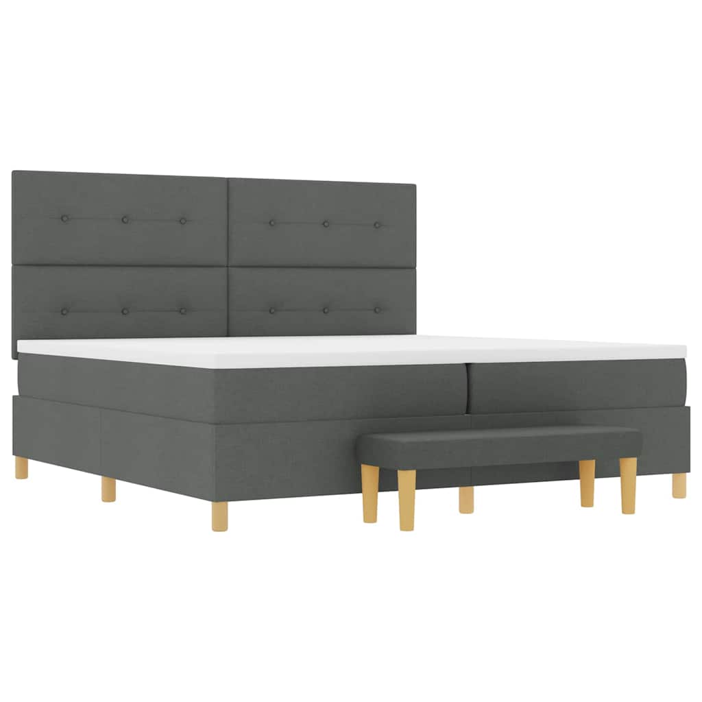 Boxspring bed met hoofdeinde Donkergrijs 200 x 200 cm Stof