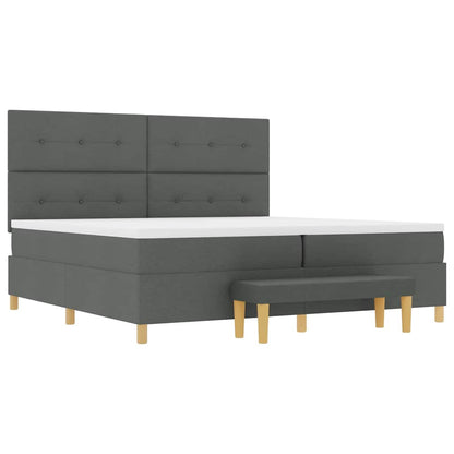 Boxspring bed met hoofdeinde Donkergrijs 200 x 200 cm Stof