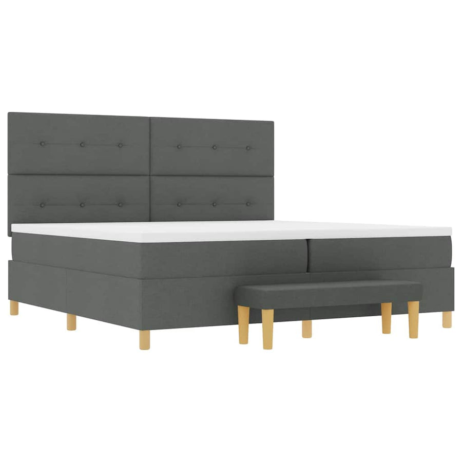 Boxspring bed met hoofdeinde Donkergrijs 200 x 200 cm Stof