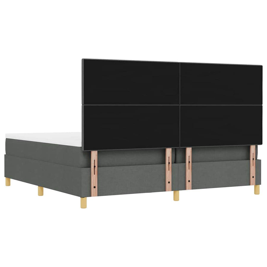 Boxspring bed met hoofdeinde Donkergrijs 200 x 200 cm Stof