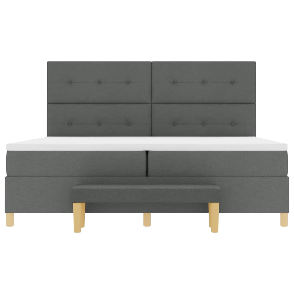 Boxspring bed met hoofdeinde Donkergrijs 200 x 200 cm Stof