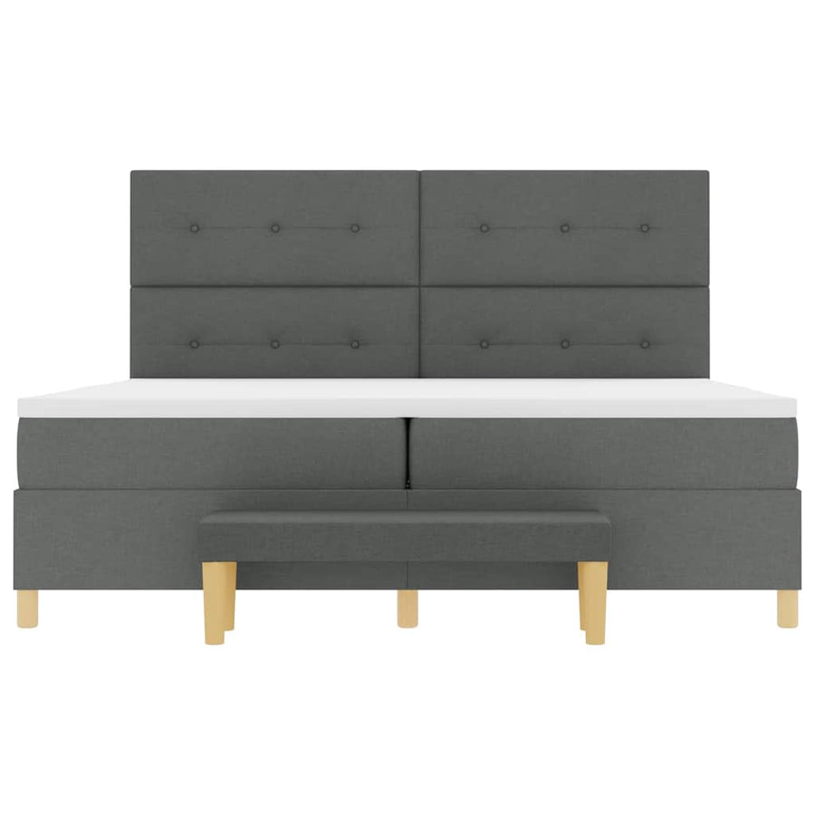 Boxspring bed met hoofdeinde Donkergrijs 200 x 200 cm Stof