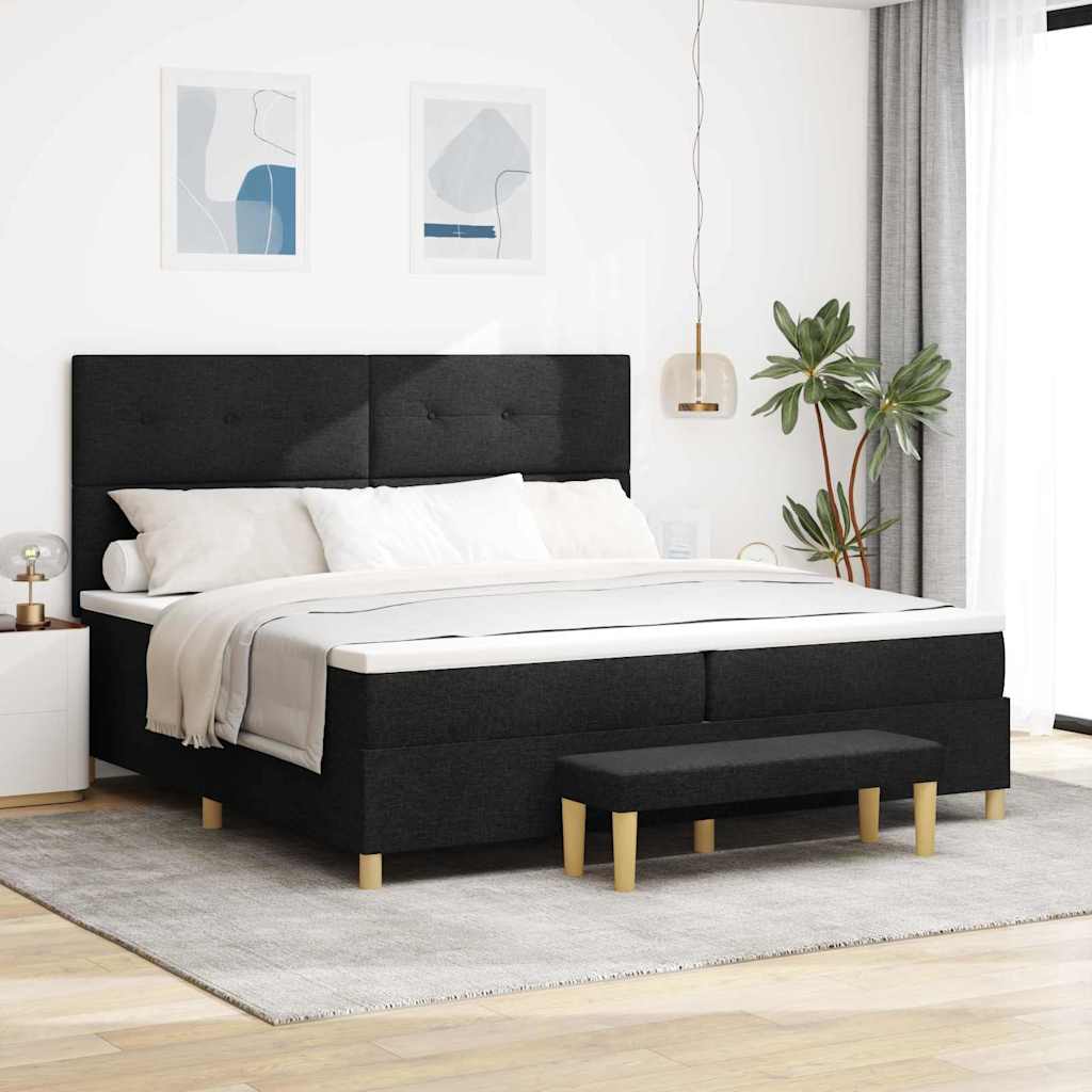 Boxspring bed met hoofdeinde Zwart 200 x 200 cm Stof