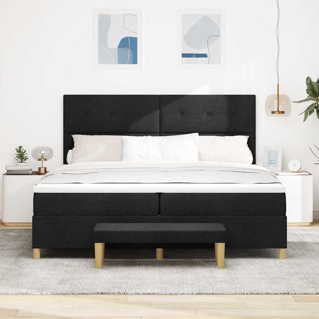 Boxspring bed met hoofdeinde Zwart 200 x 200 cm Stof