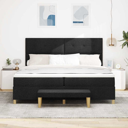 Boxspring bed met hoofdeinde Zwart 200 x 200 cm Stof