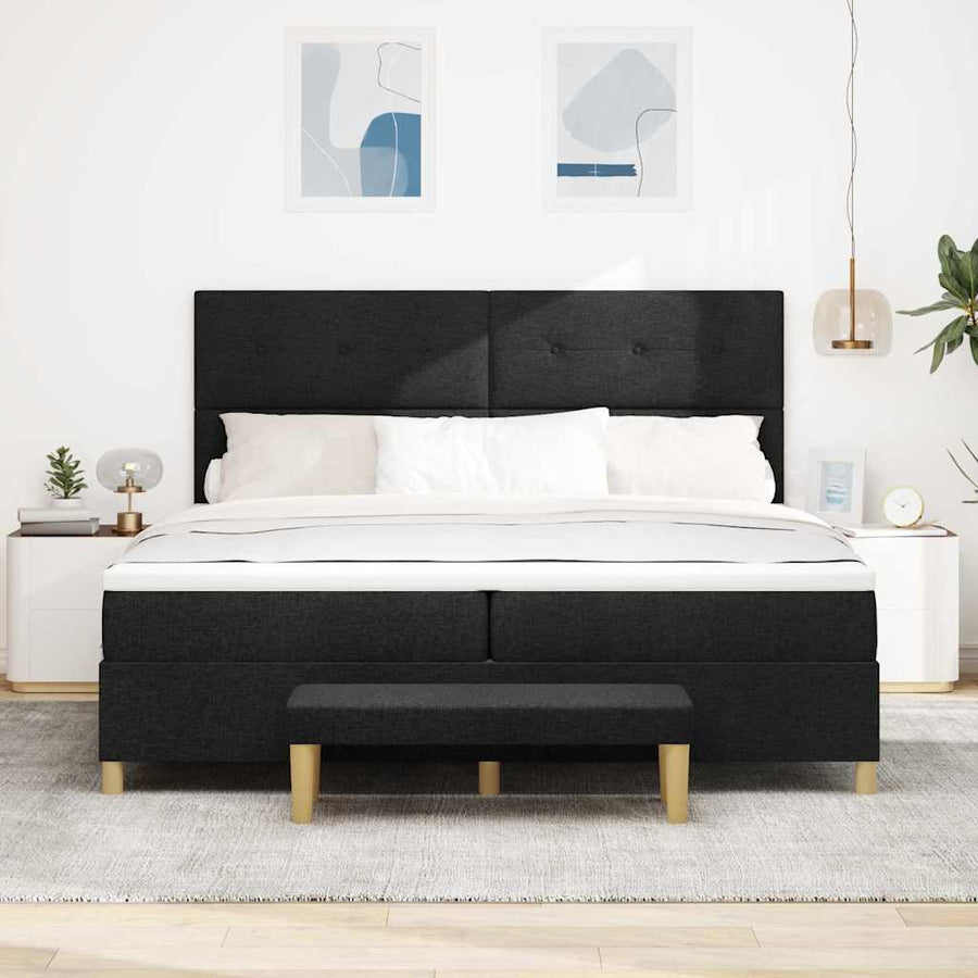 Boxspring bed met hoofdeinde Zwart 200 x 200 cm Stof