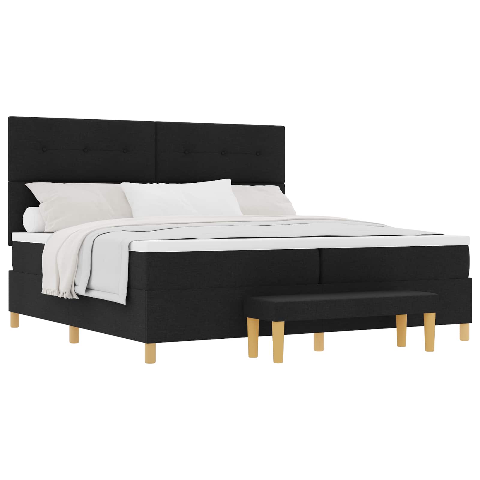 Boxspring bed met hoofdeinde Zwart 200 x 200 cm Stof