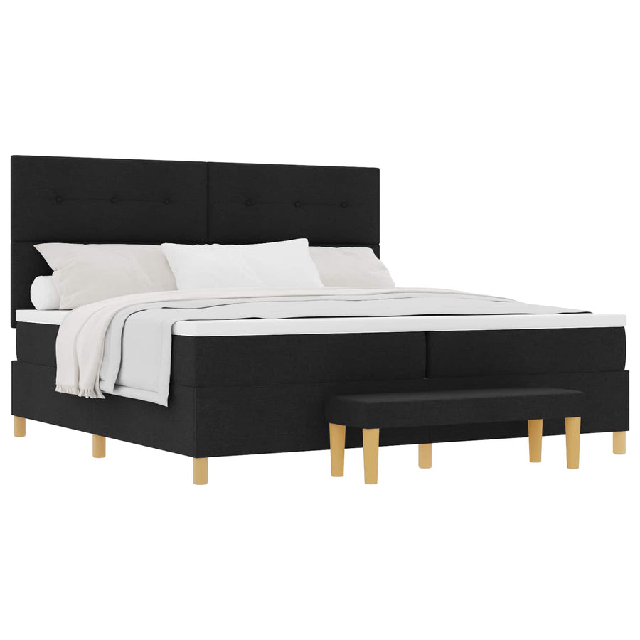 Boxspring bed met hoofdeinde Zwart 200 x 200 cm Stof