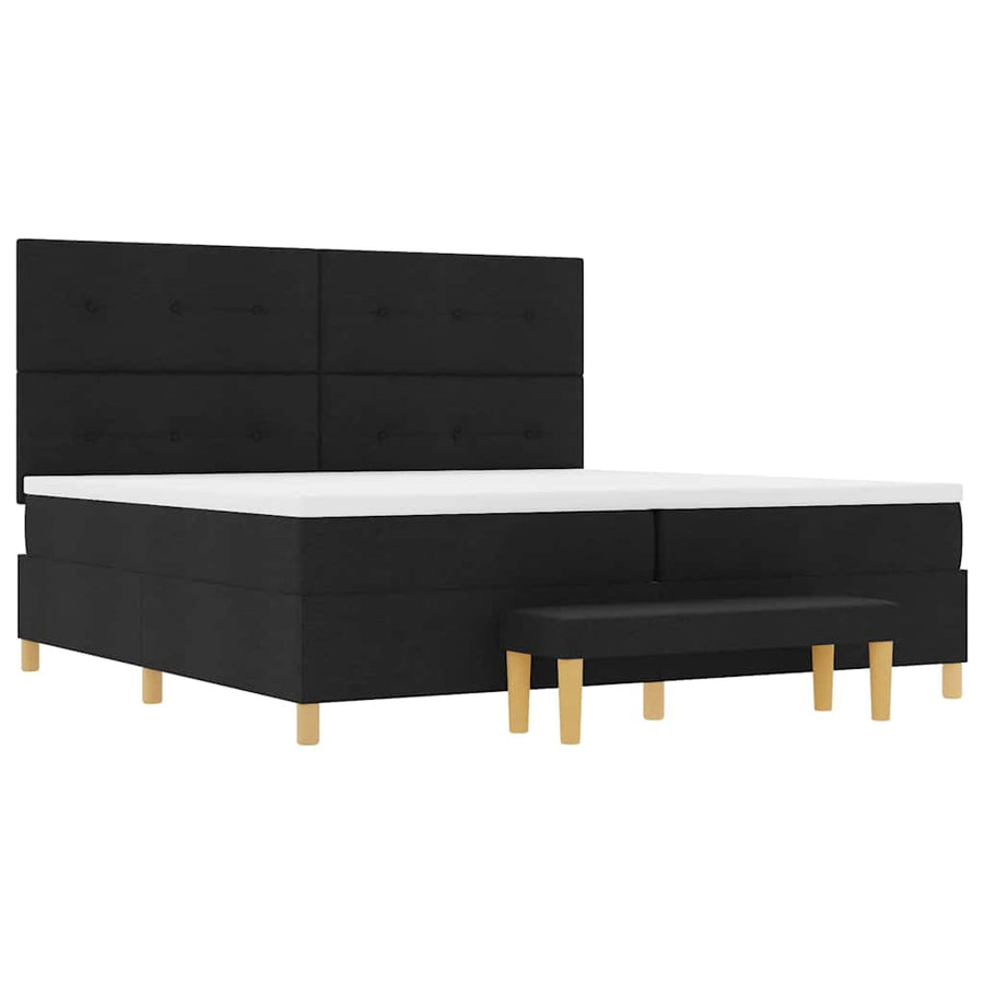 Boxspring bed met hoofdeinde Zwart 200 x 200 cm Stof