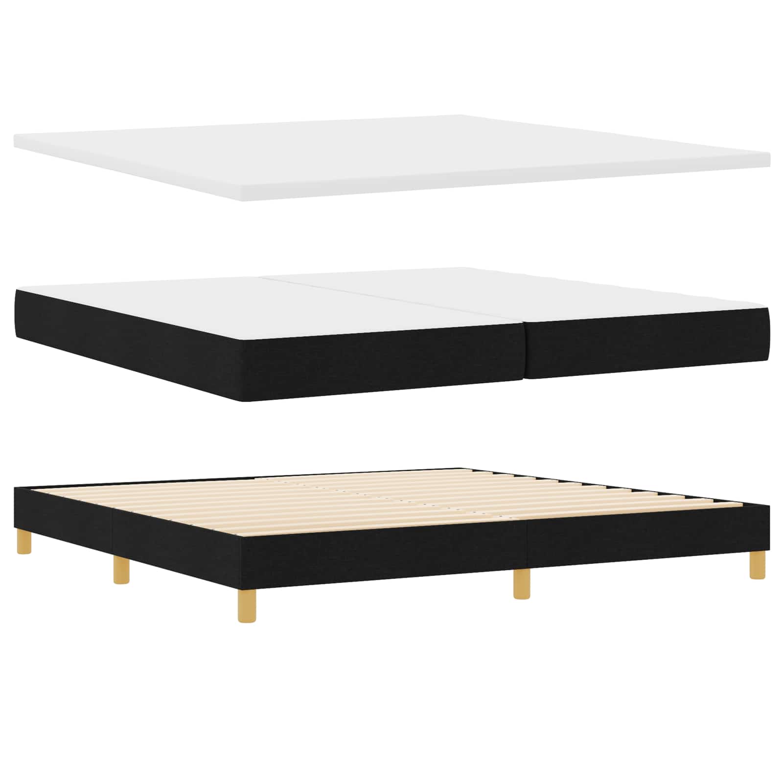 Boxspring bed met hoofdeinde Zwart 200 x 200 cm Stof