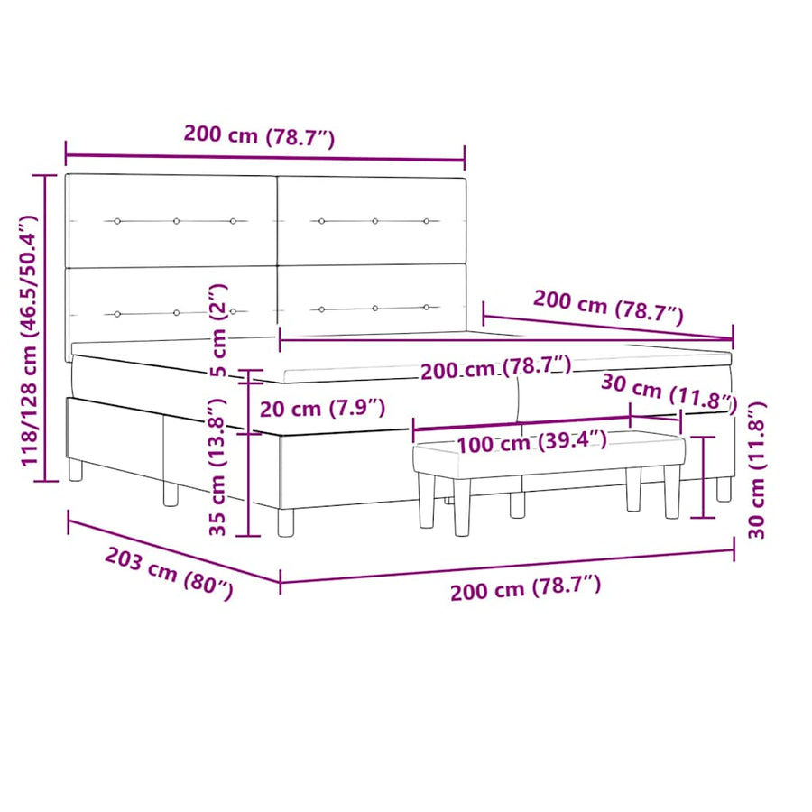 Boxspring bed met hoofdeinde Zwart 200 x 200 cm Stof