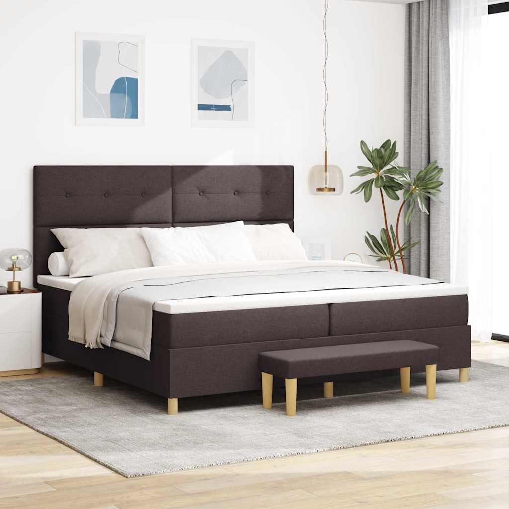 Boxspring bed met hoofdeinde Donkerbruin 200 x 200 cm Stof