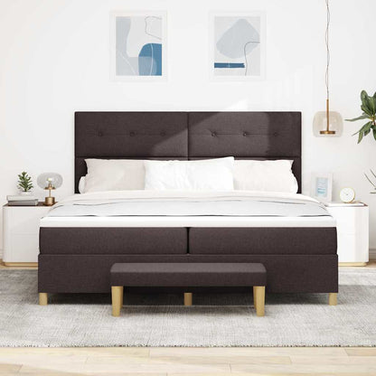 Boxspring bed met hoofdeinde Donkerbruin 200 x 200 cm Stof