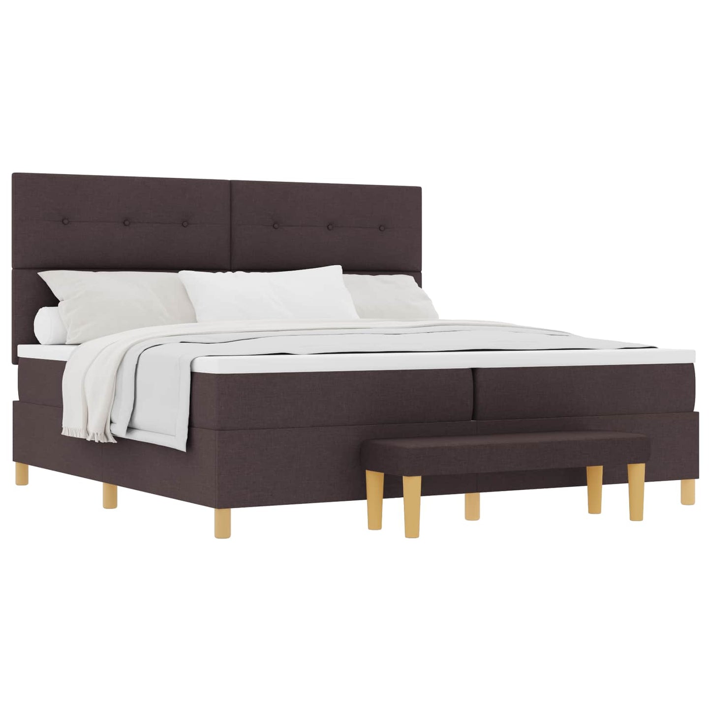 Boxspring bed met hoofdeinde Donkerbruin 200 x 200 cm Stof