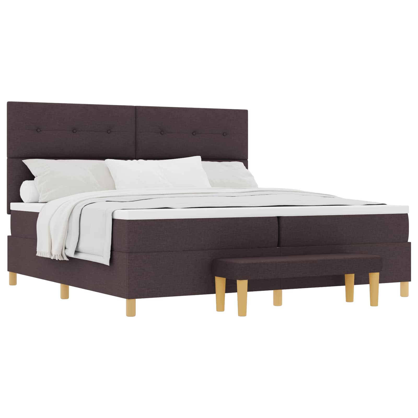 Boxspring bed met hoofdeinde Donkerbruin 200 x 200 cm Stof