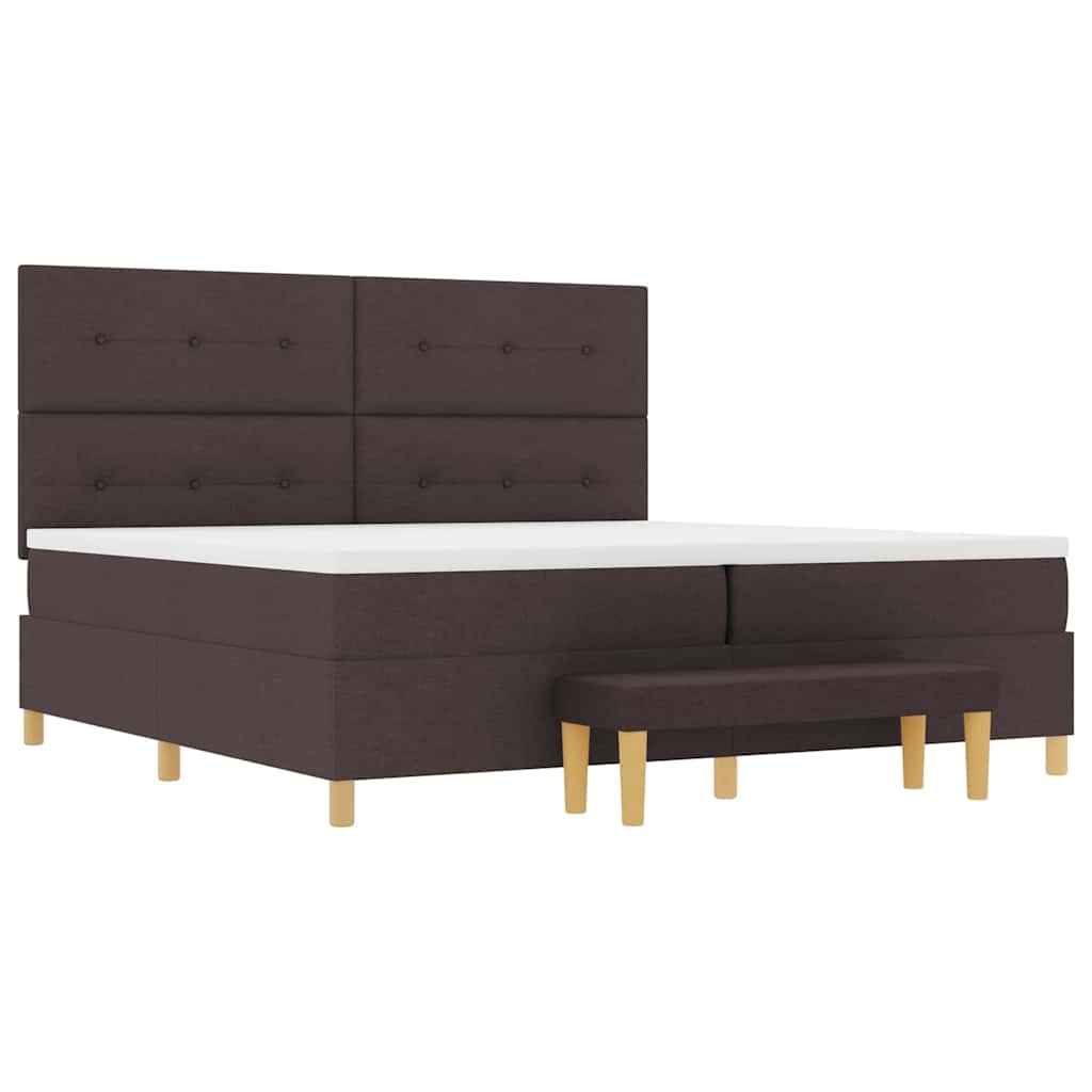 Boxspring bed met hoofdeinde Donkerbruin 200 x 200 cm Stof