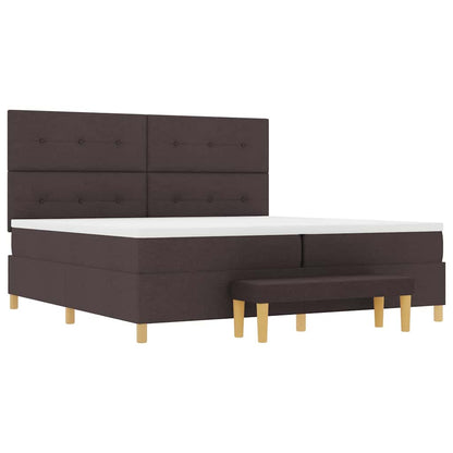 Boxspring bed met hoofdeinde Donkerbruin 200 x 200 cm Stof