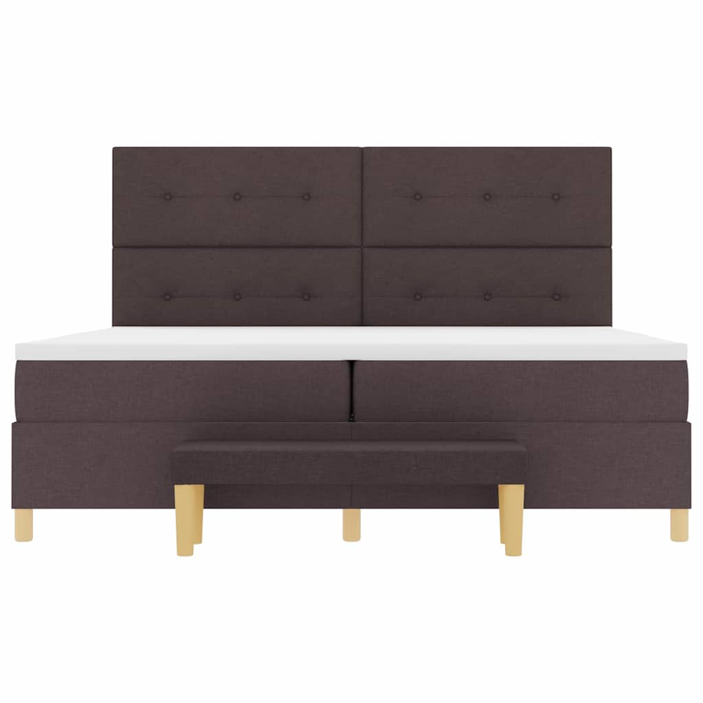 Boxspring bed met hoofdeinde Donkerbruin 200 x 200 cm Stof