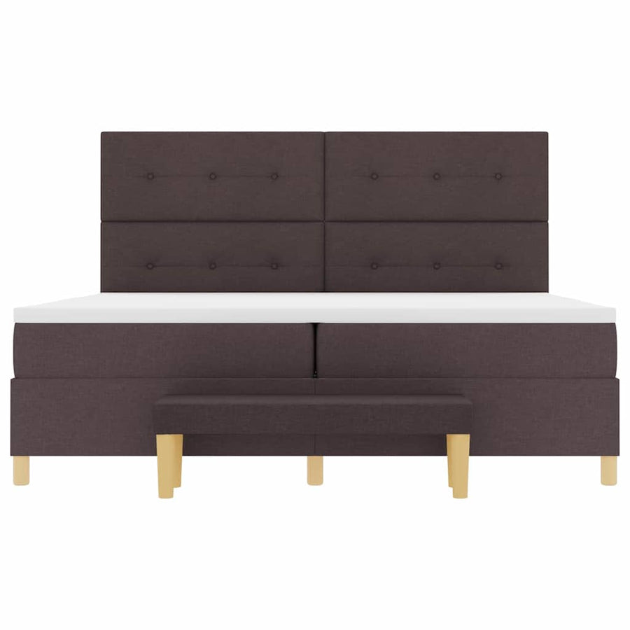 Boxspring bed met hoofdeinde Donkerbruin 200 x 200 cm Stof