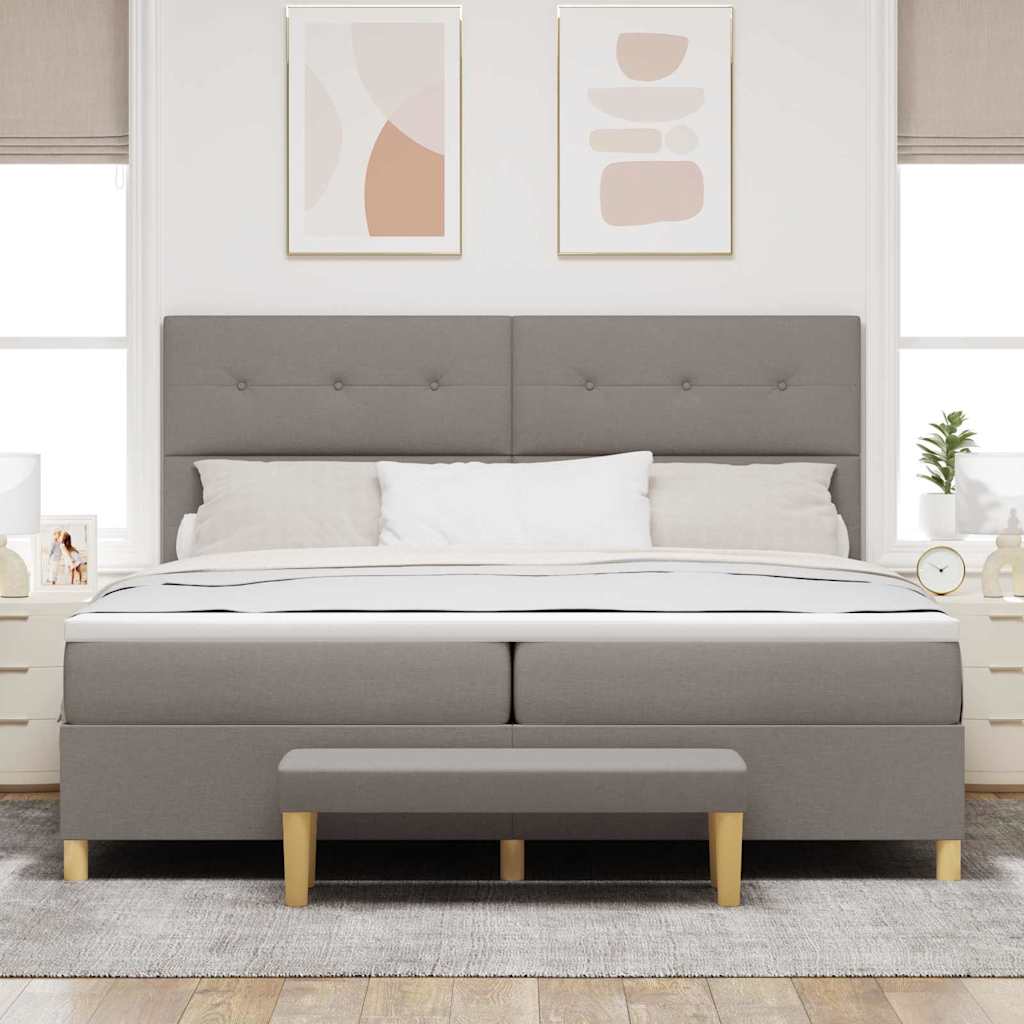 Boxspring bed met hoofdeinde Taupe 200 x 200 cm Stof