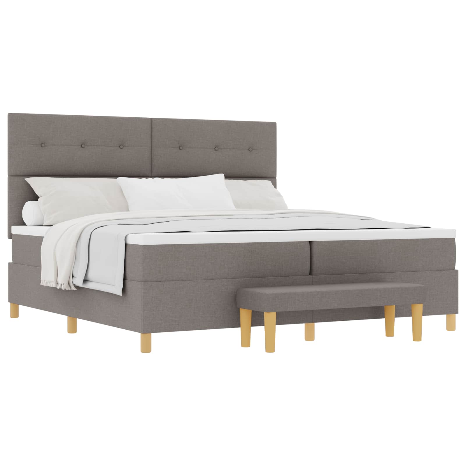 Boxspring bed met hoofdeinde Taupe 200 x 200 cm Stof