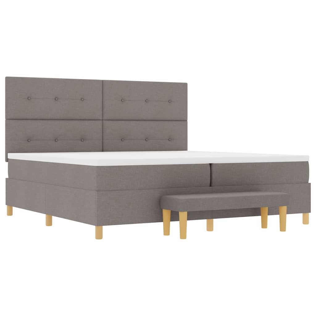 Boxspring bed met hoofdeinde Taupe 200 x 200 cm Stof