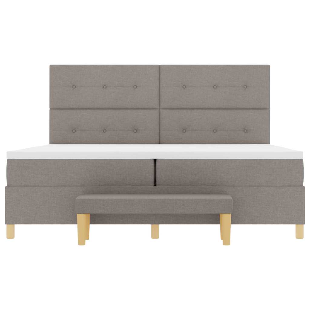 Boxspring bed met hoofdeinde Taupe 200 x 200 cm Stof