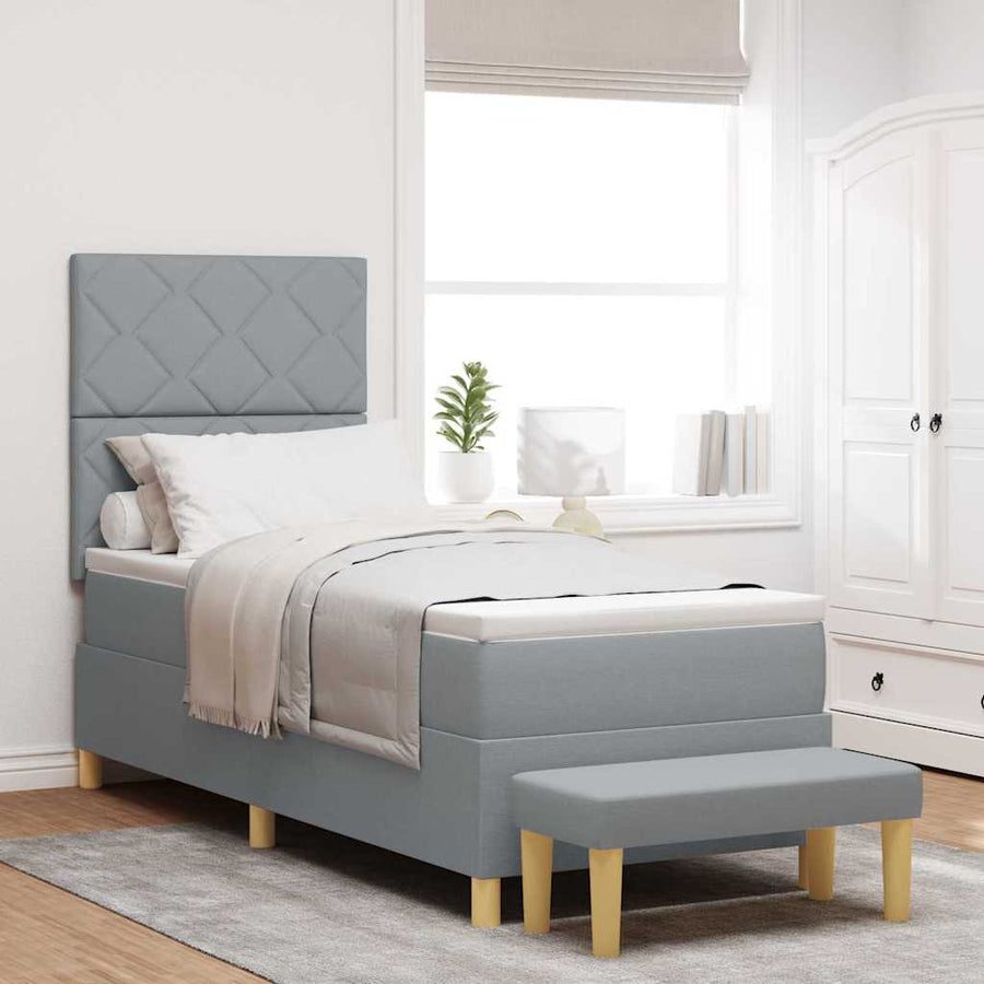 Boxspring bed met matras Lichtgrijs 80 x 200 cm Stof