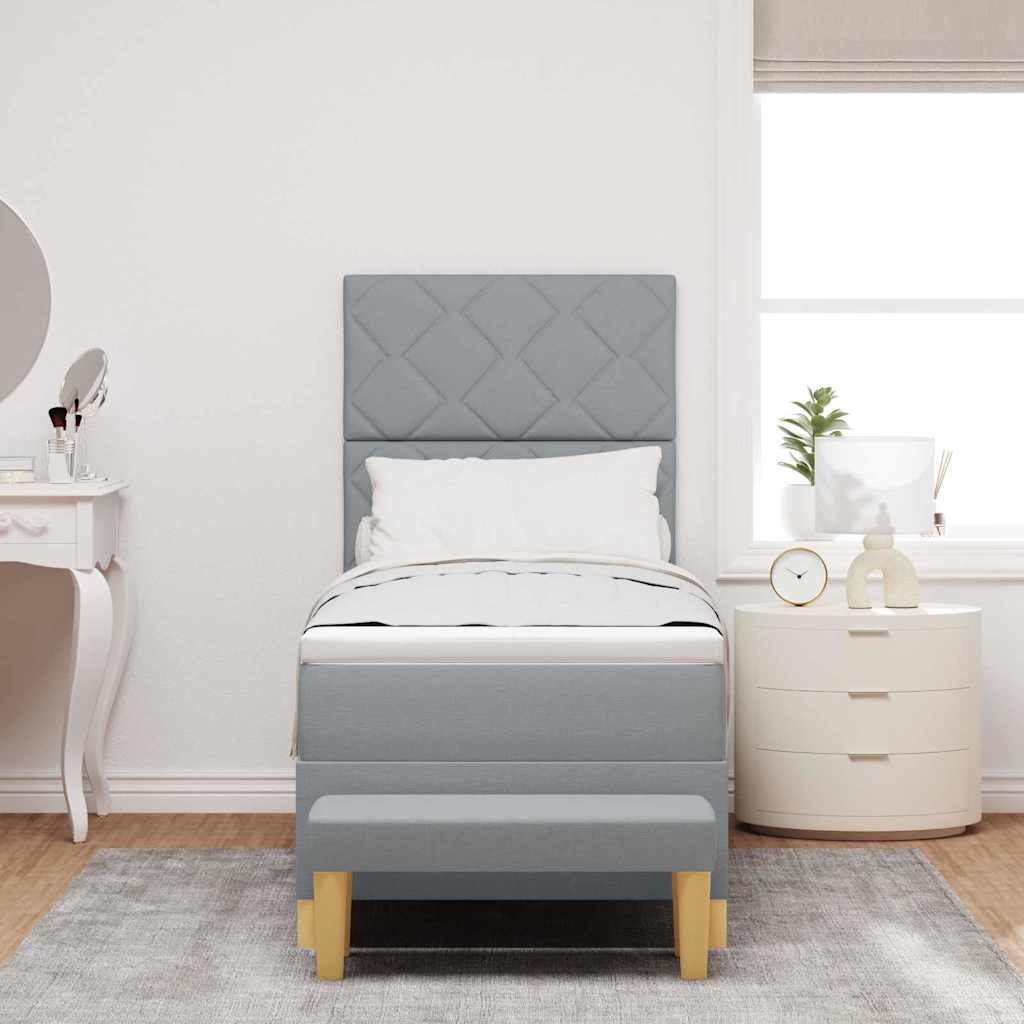 Boxspring bed met matras Lichtgrijs 80 x 200 cm Stof