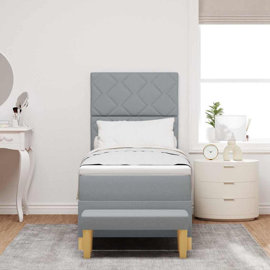 Boxspring bed met matras Lichtgrijs 80 x 200 cm Stof