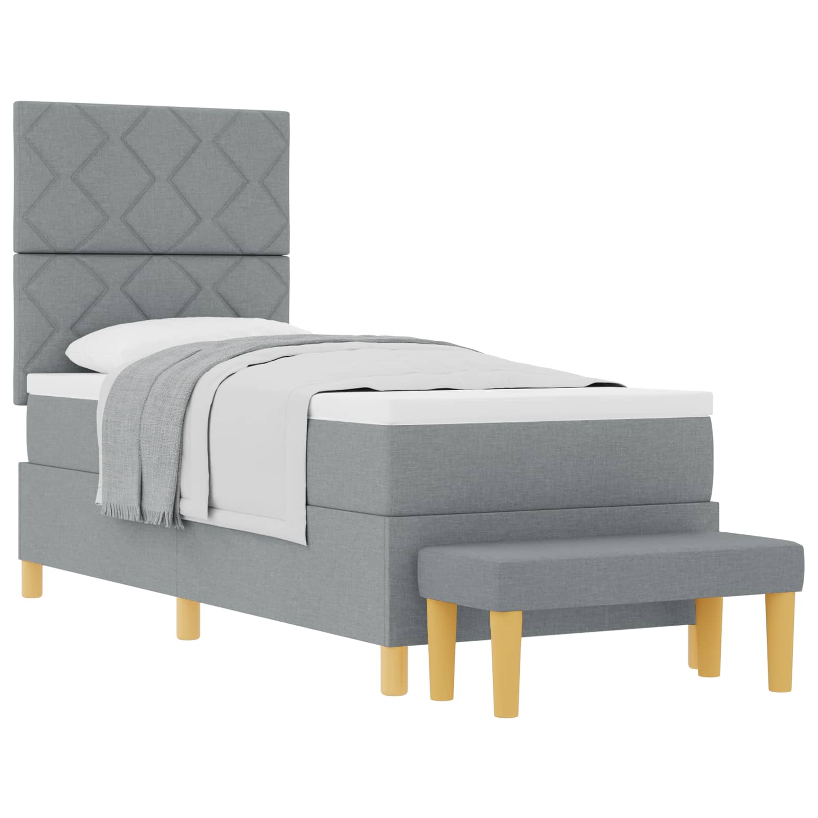 Boxspring bed met matras Lichtgrijs 80 x 200 cm Stof