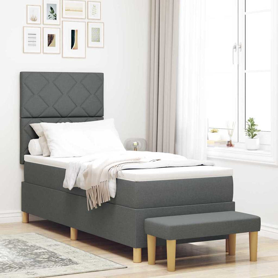 Boxspring bed met matras Donkergrijs 80 x 200 cm Stof