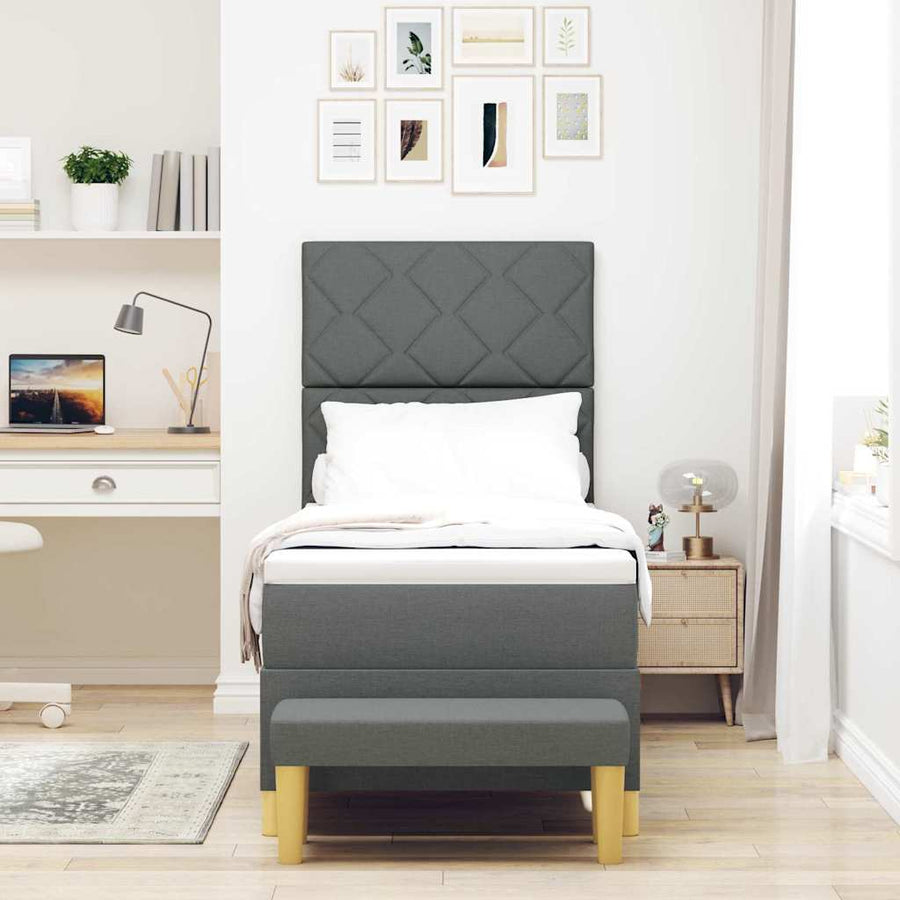 Boxspring bed met matras Donkergrijs 80 x 200 cm Stof