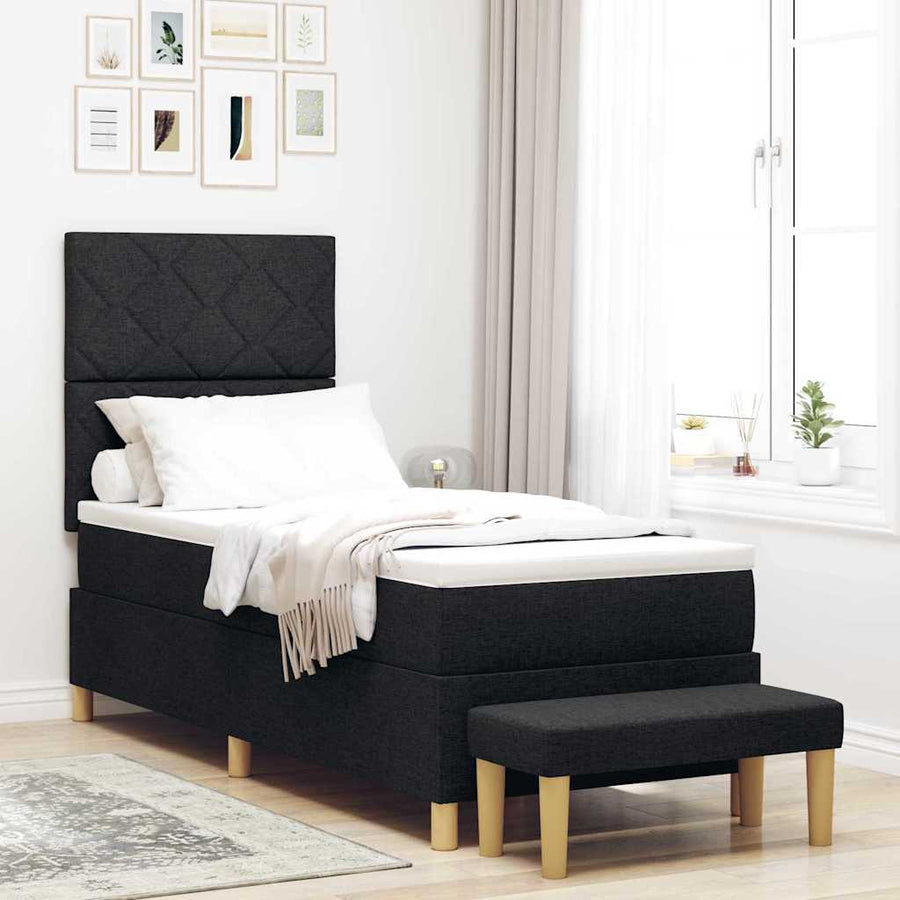 Boxspring bed met kussen met hoofdeinde Zwart 200 x 80 cm Stof