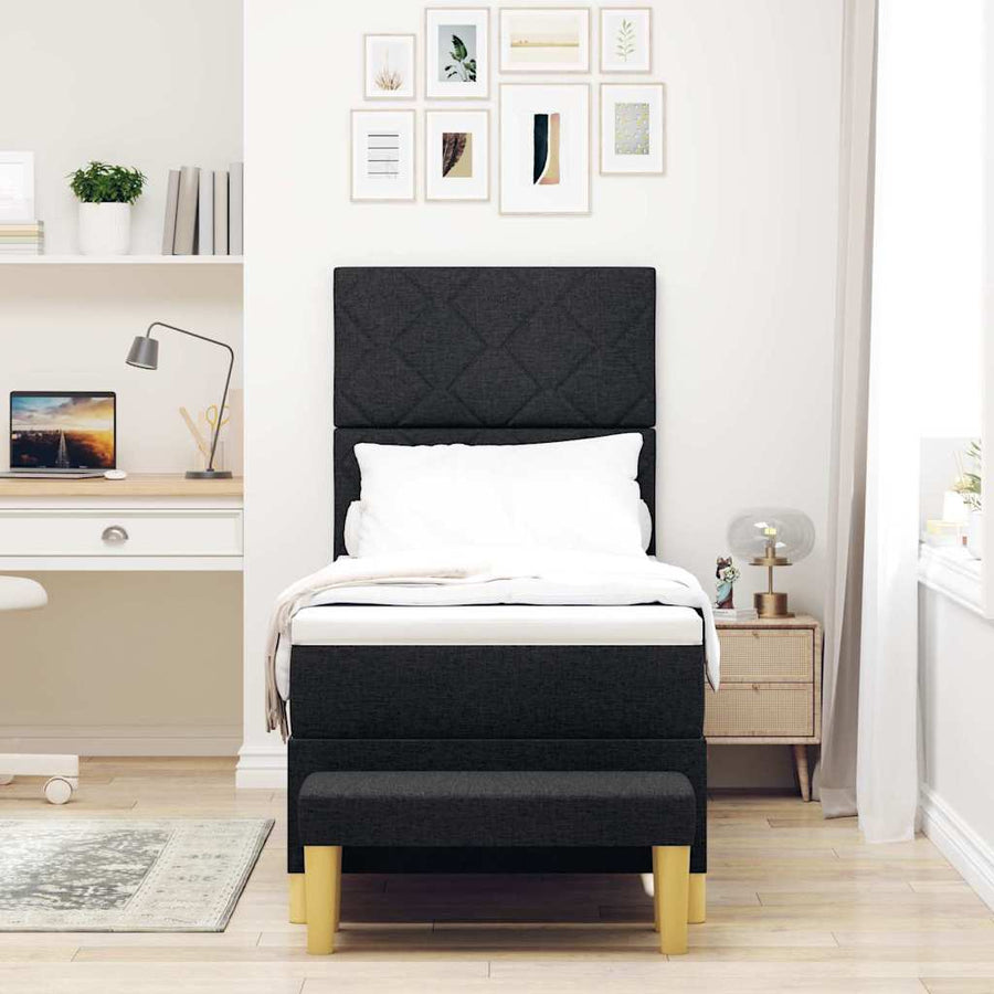Boxspring bed met kussen met hoofdeinde Zwart 200 x 80 cm Stof