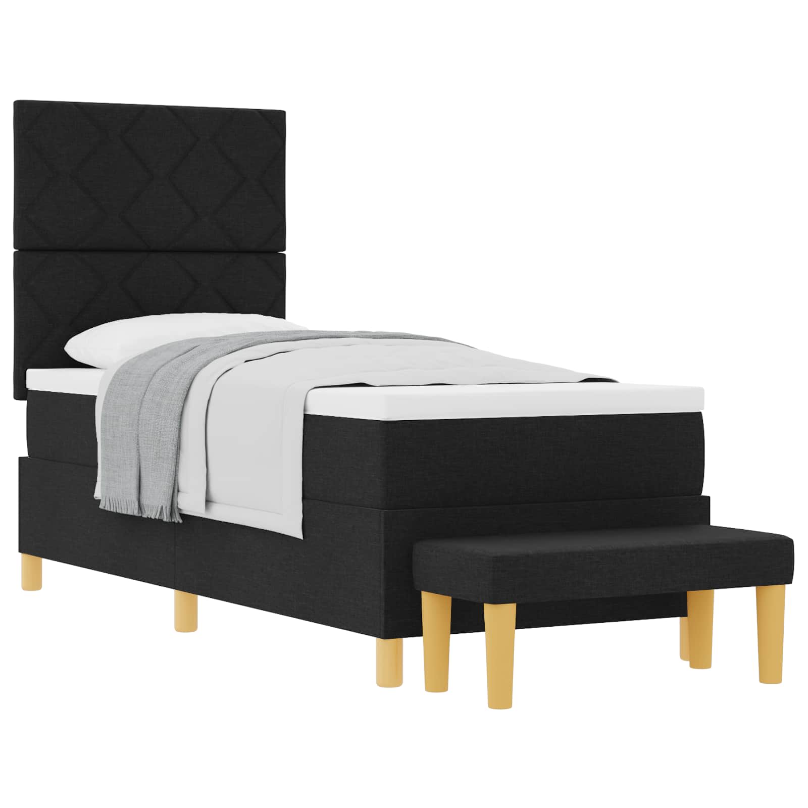 Boxspring bed met kussen met hoofdeinde Zwart 200 x 80 cm Stof