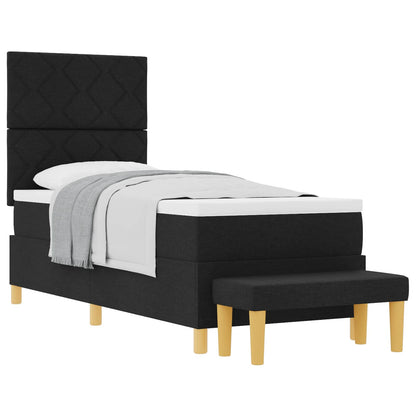 Boxspring bed met kussen met hoofdeinde Zwart 200 x 80 cm Stof