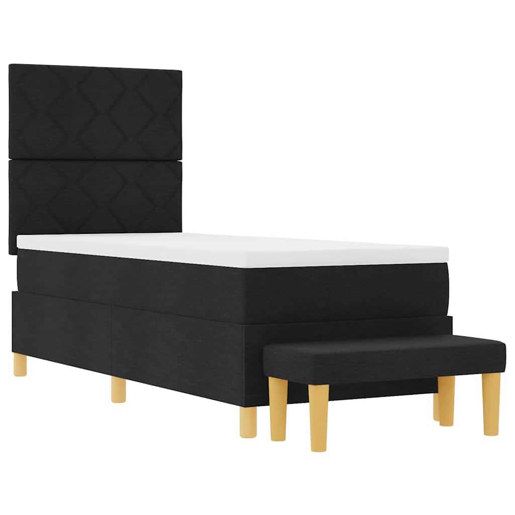Boxspring bed met kussen met hoofdeinde Zwart 200 x 80 cm Stof